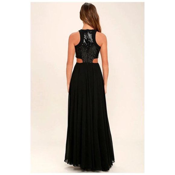 LULU'S Nothin' But Love Black Sequin Maxi Dress sz XS Women's - Picture 3 of 13